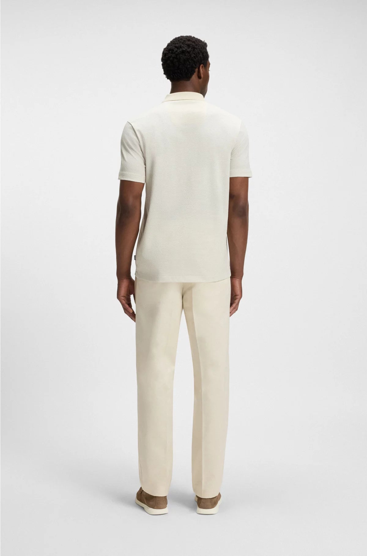 MERCERISED-COTTON POLO SHIRT WITH GEOMETRIC JACQUARD