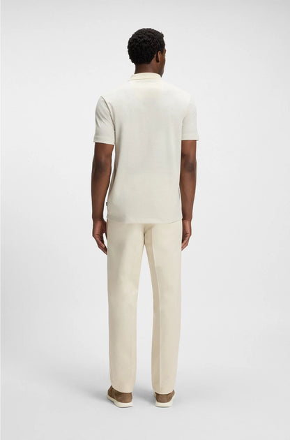 MERCERISED-COTTON POLO SHIRT WITH GEOMETRIC JACQUARD