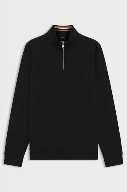 COTTON-BLEND SWEATSHIRT WITH ZIP NECK