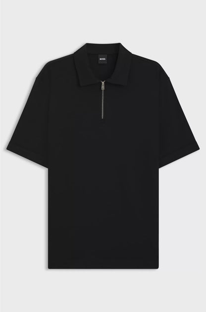 ZIP-NECK POLO SHIRT WITH PIQUE WEAVE