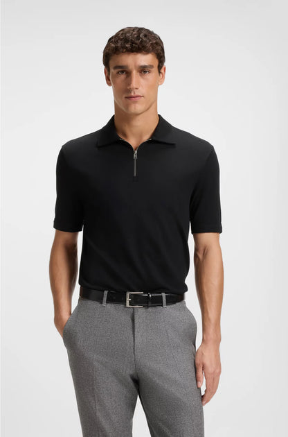 ZIP-NECK POLO SHIRT WITH PIQUE WEAVE