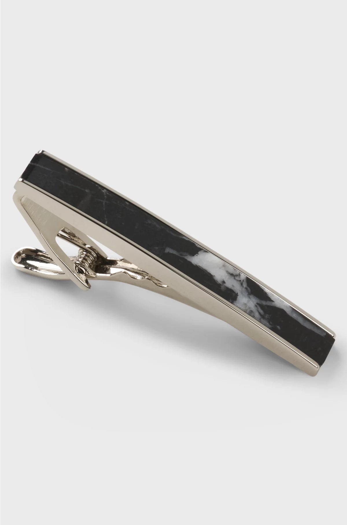 BRASS TIE CLIP WITH MARBLE INSERT
