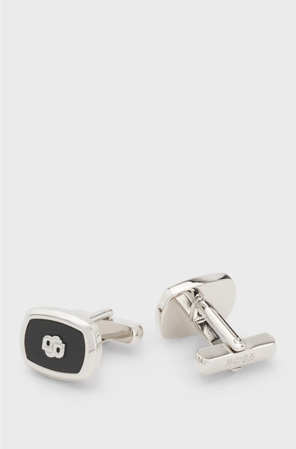 ENAMEL-INSERT CUFFLINKS WITH DOUBLE B MONOGRAM