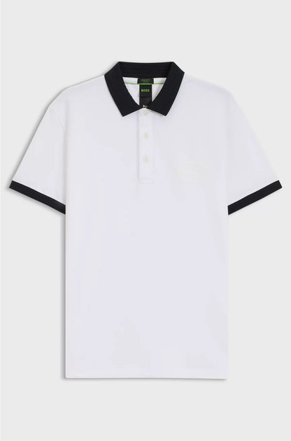 COTTON-BLEND POLO SHIRT IN MOISTURE-WICKING STRETCH PIQUE