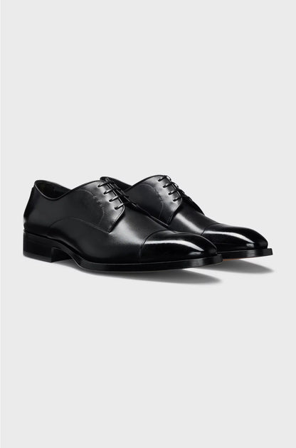 LEATHER DERBY SHOES WITH CAP TOE