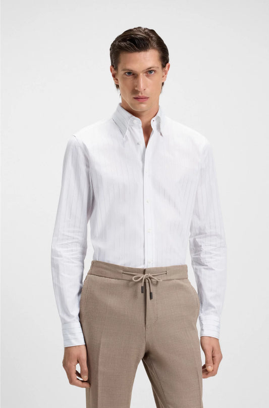 SLIM-FIT SHIRT IN ITALIAN-MADE STRIPED COTTON