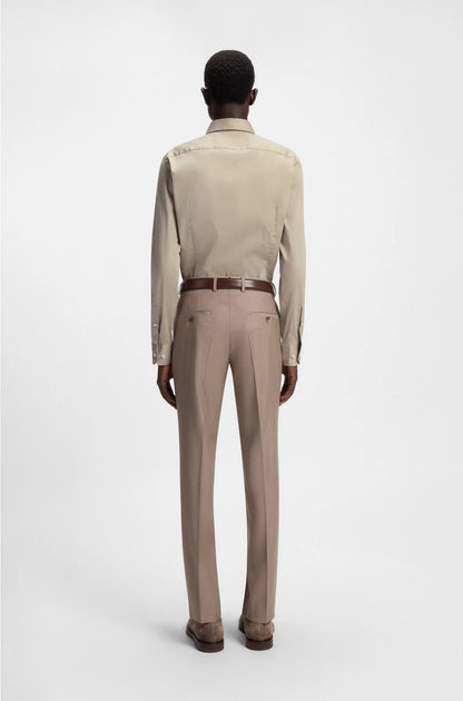 SLIM-FIT SHIRT IN ITALIAN-MADE COTTON-BLEND POPLIN
