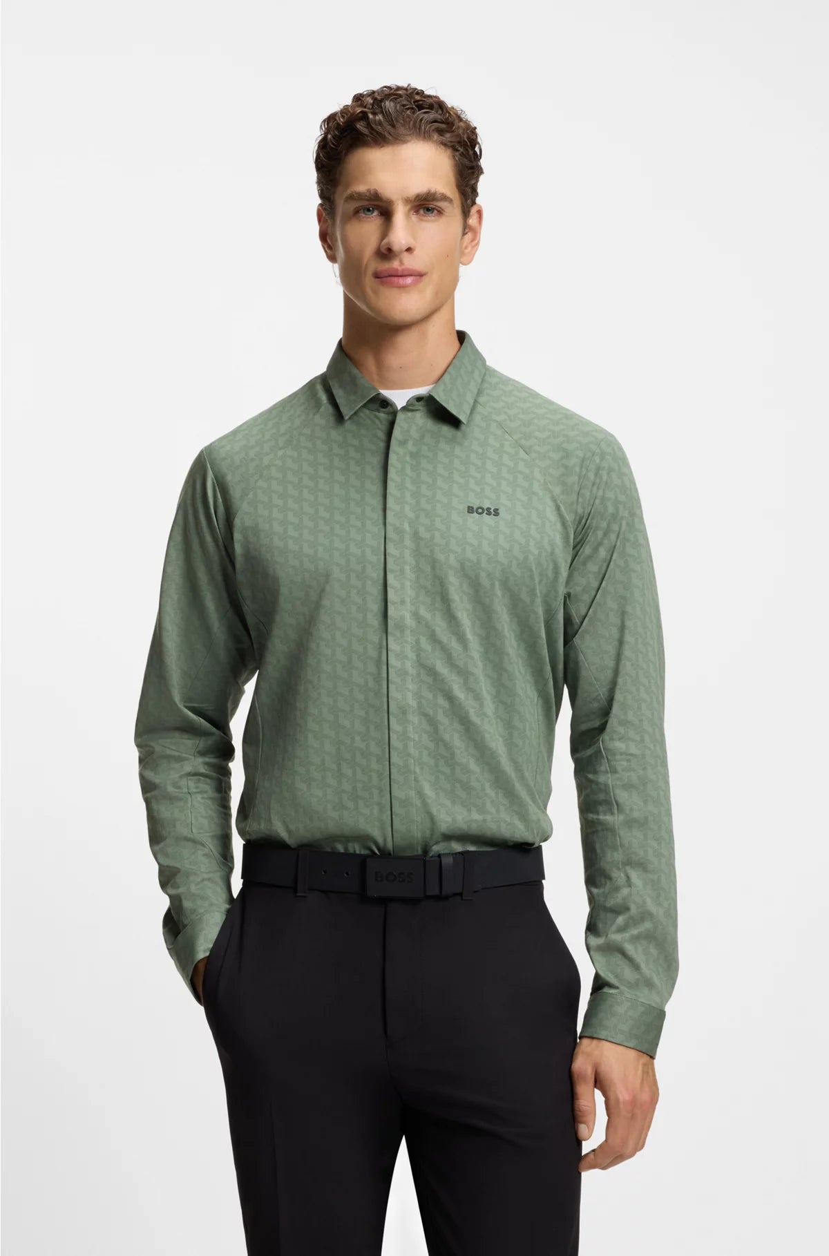 REGULAR-FIT SHIRT IN KNITTED COTTON PIQUE