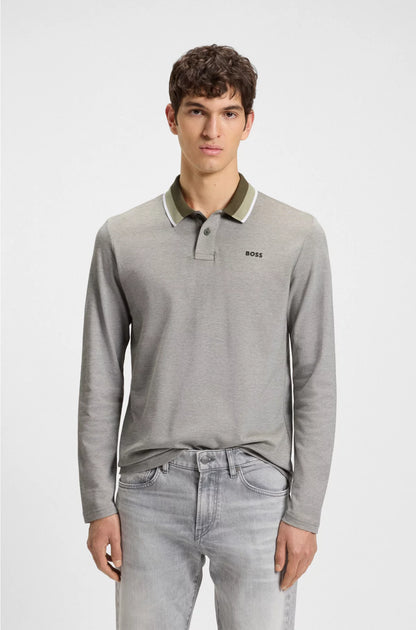 POLO SHIRT IN COTTON PIQUE WITH STRIPED COLLAR