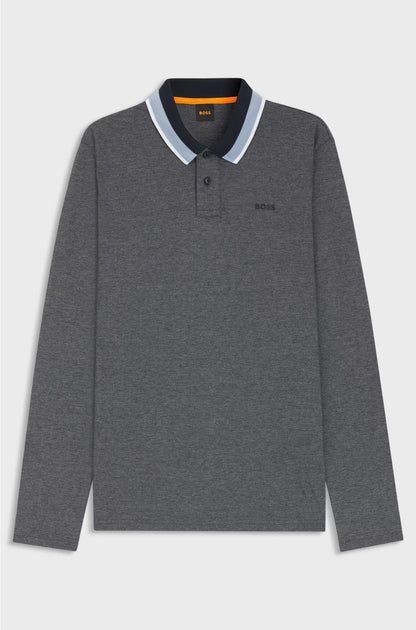 POLO SHIRT IN COTTON PIQUE WITH STRIPED COLLAR