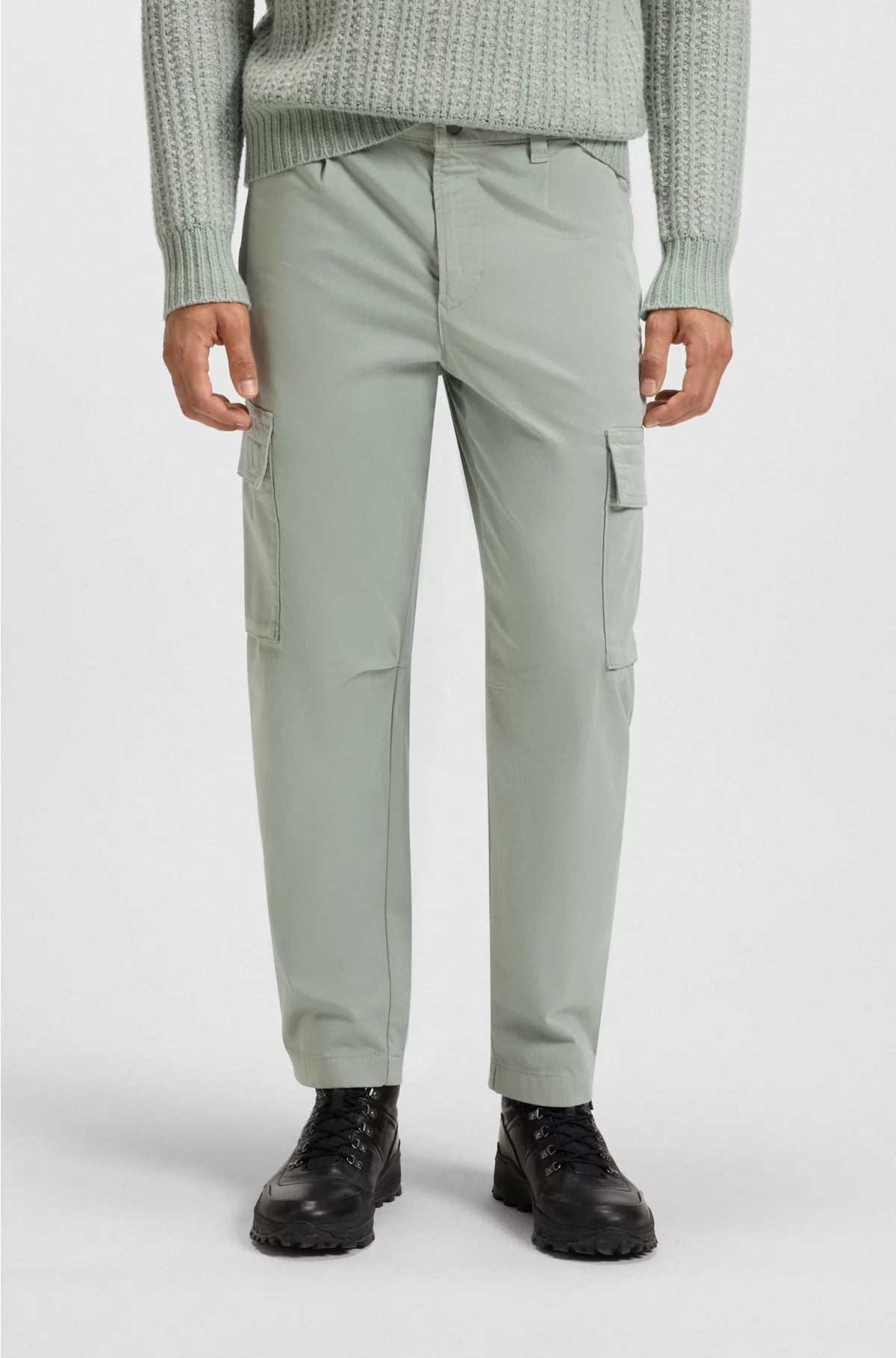 CARGO TROUSERS IN STRETCH-COTTON SATIN