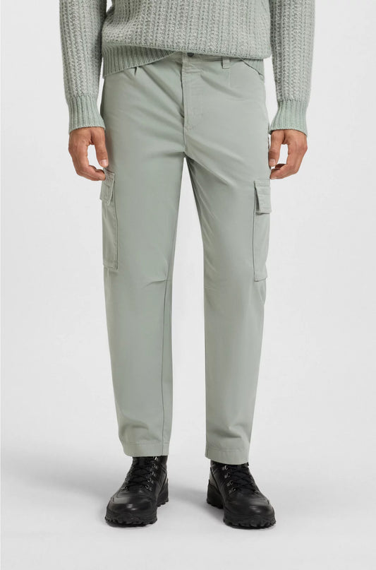 CARGO TROUSERS IN STRETCH-COTTON SATIN