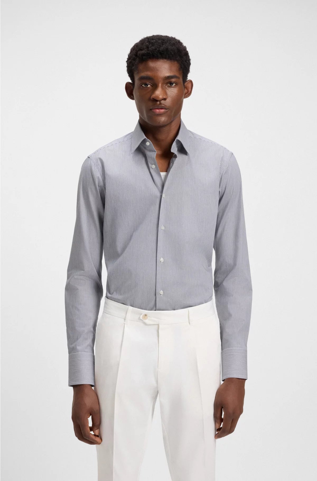REGULAR-FIT SHIRT IN EASY-IRON STRETCH-COTTON TWILL