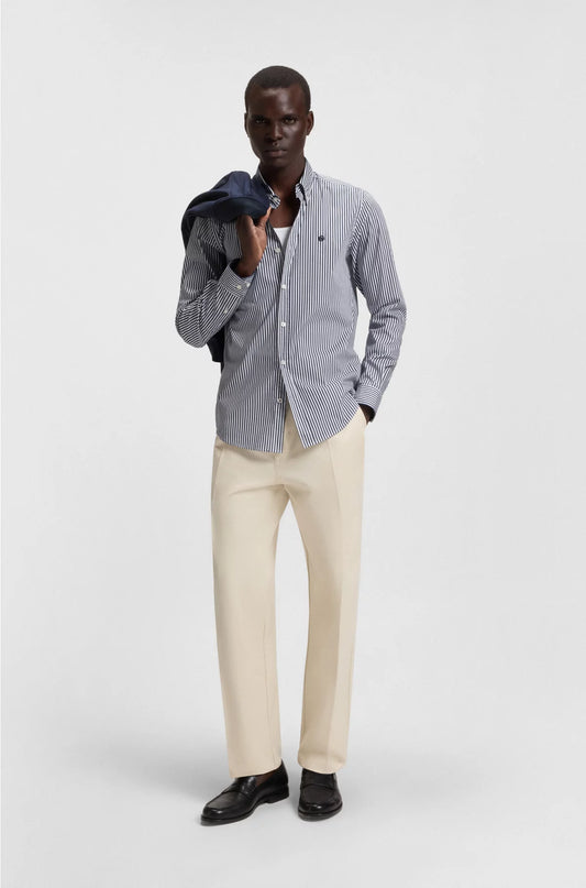 SLIM-FIT SHIRT IN A STRIPED COTTON BLEND