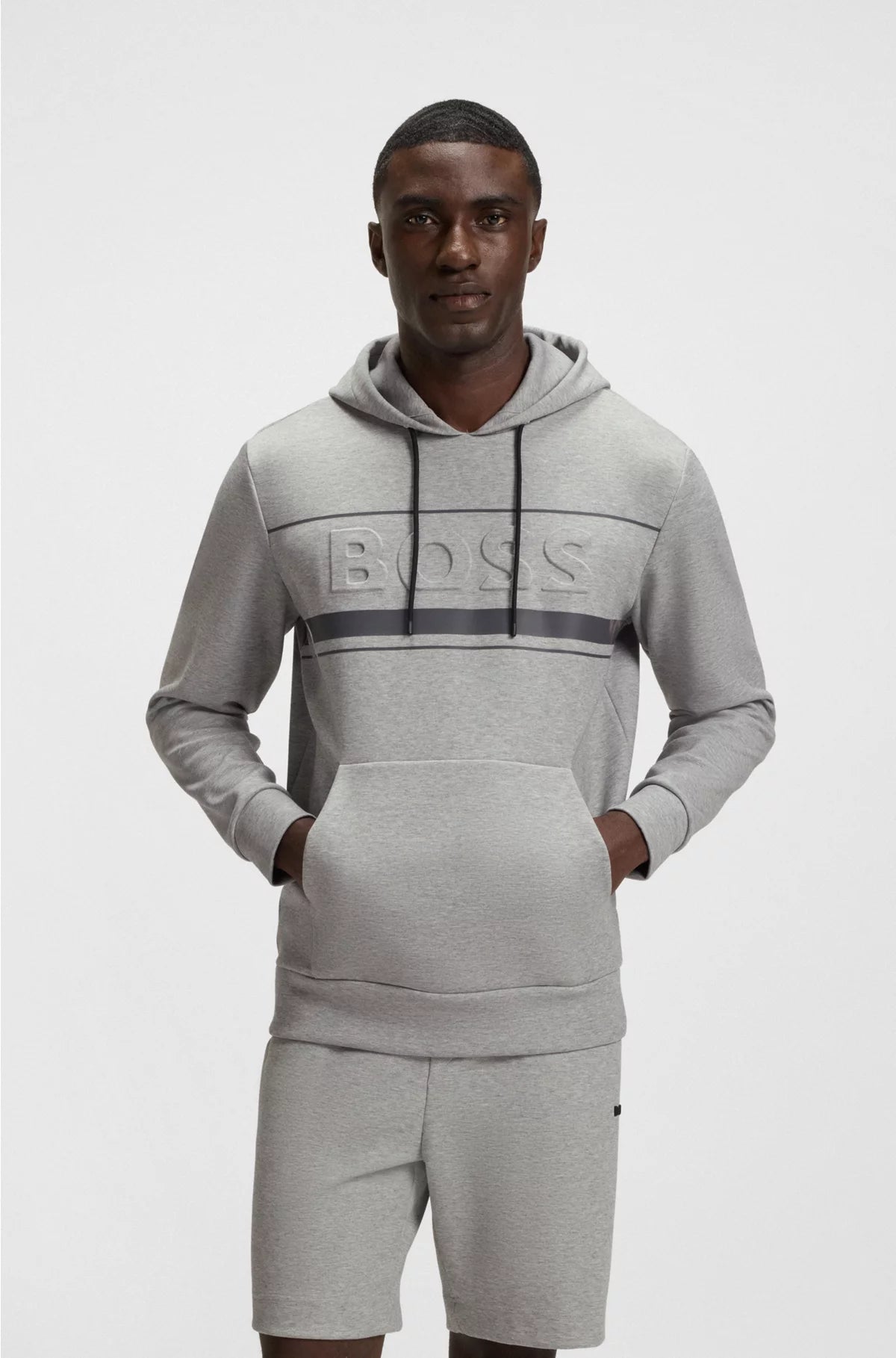COTTON-BLEND HOODIE WITH STRIPE DETAILS