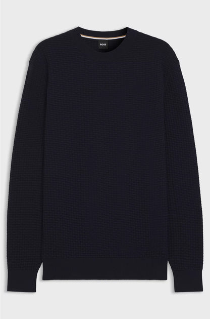COTTON SWEATER WITH KNITTED STRUCTURE