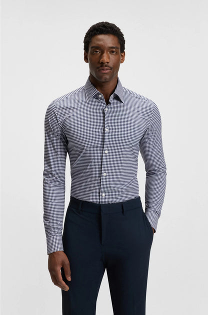 SLIM-FIT SHIRT IN CHECKED PERFORMANCE-STRETCH POPLIN