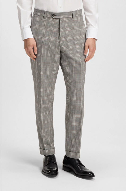 TAPERED-FIT TROUSERS IN CHECKED VIRGIN WOOL AND SILK