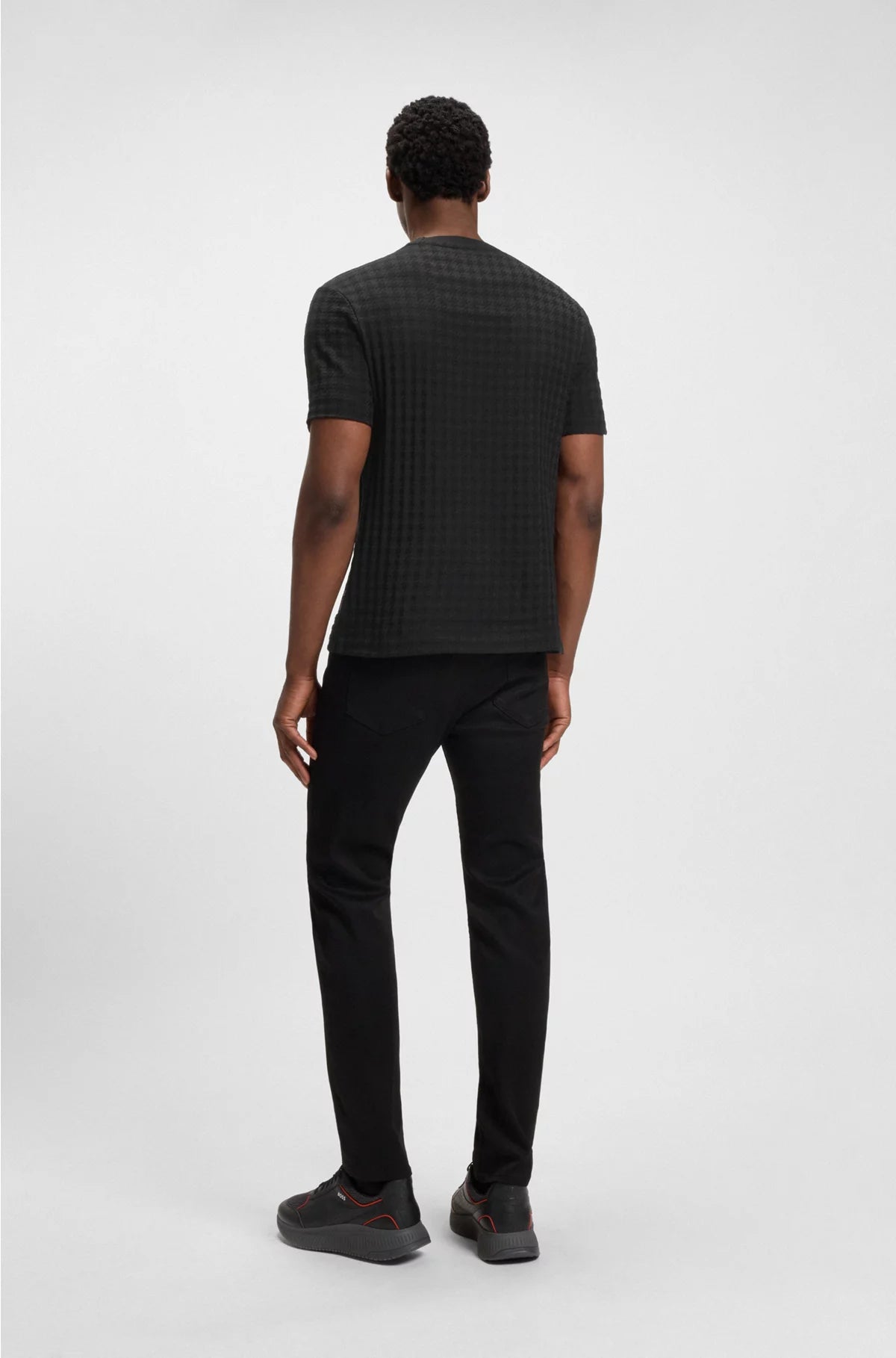 HOUNDSTOOTH-PATTERNED T-SHIRT IN MERCERISED COTTON
