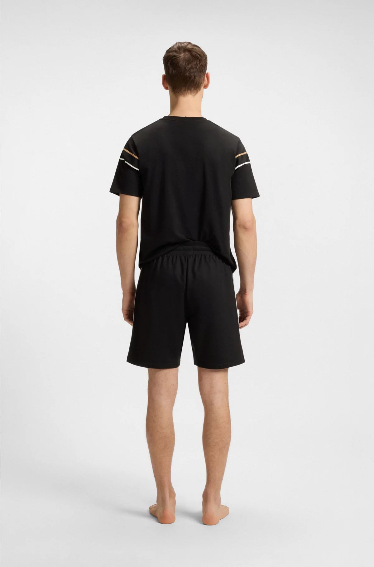 DRAWSTRING SHORTS IN COTTON TERRY WITH TAPE TRIMS