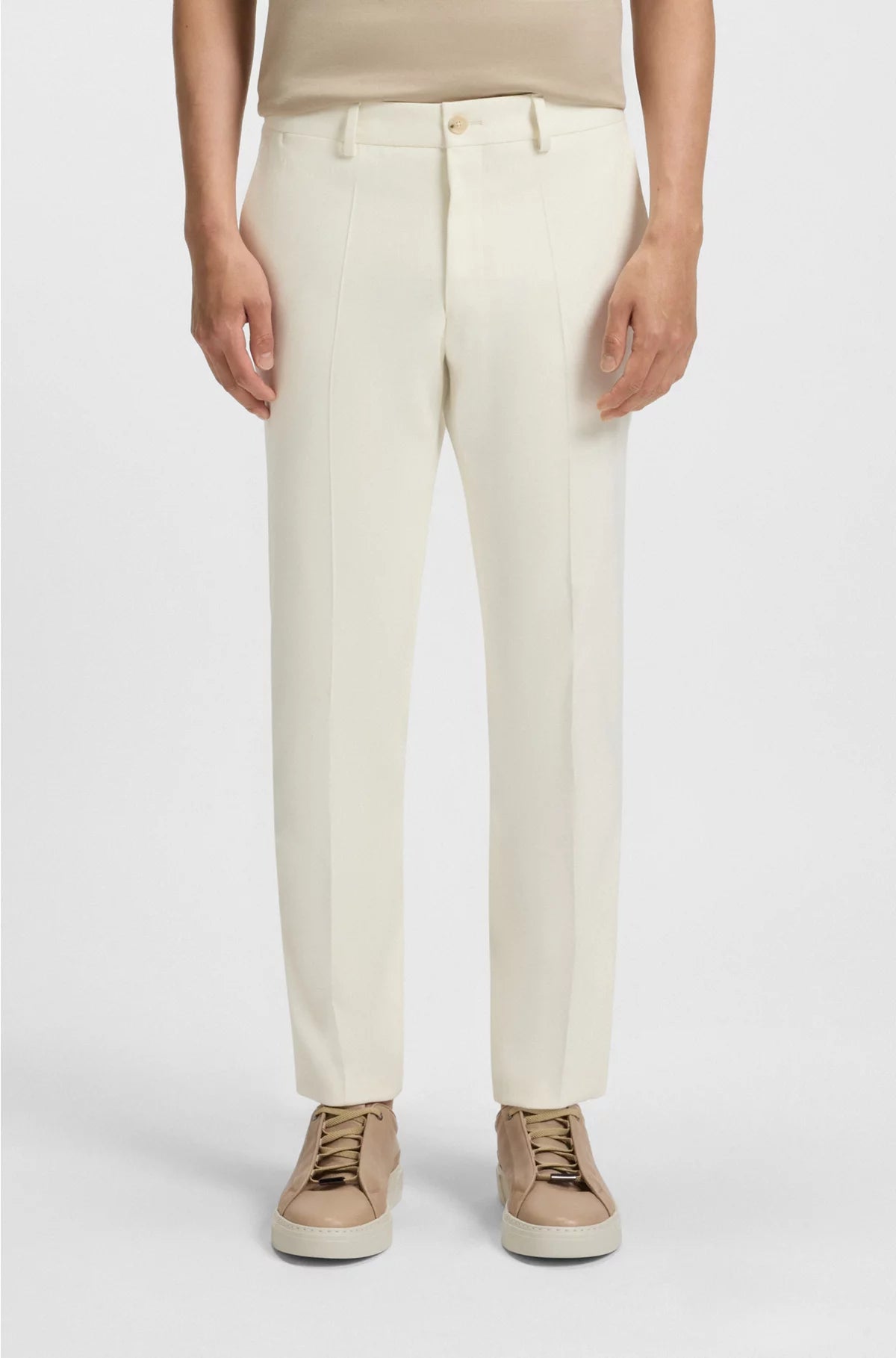 SLIM-FIT TROUSERS IN STRETCH DOUBLE-FACED FABRIC