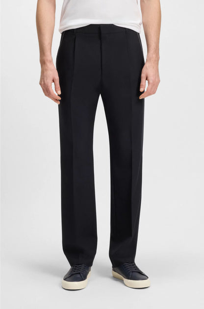 RELAXED-FIT TROUSERS IN MELANGE VIRGIN WOOL