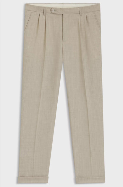 TAPERED-FIT TROUSERS INMICRO-PATTERNED VIRGIN WOOL
