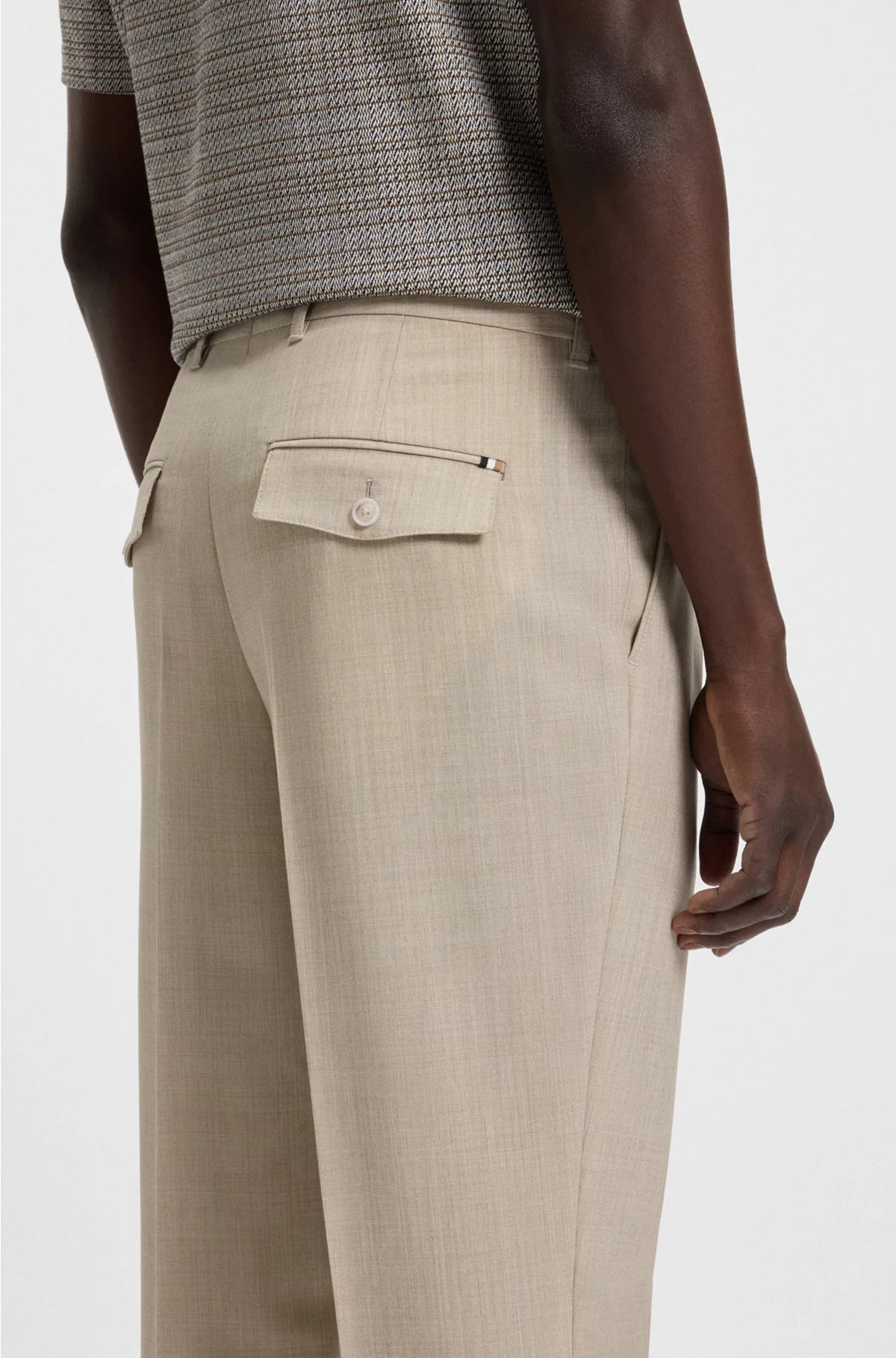 TAPERED-FIT TROUSERS INMICRO-PATTERNED VIRGIN WOOL