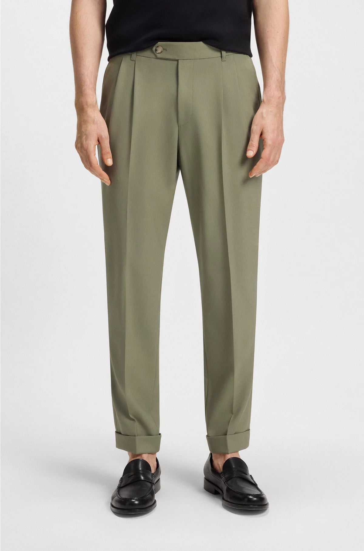 TAPERED-FIT TROUSERS INMICRO-PATTERNED VIRGIN WOOL
