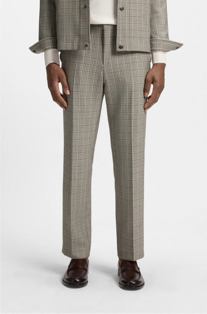 RELAXED-FIT TROUSERS IN CHECKED STRETCH FABRIC