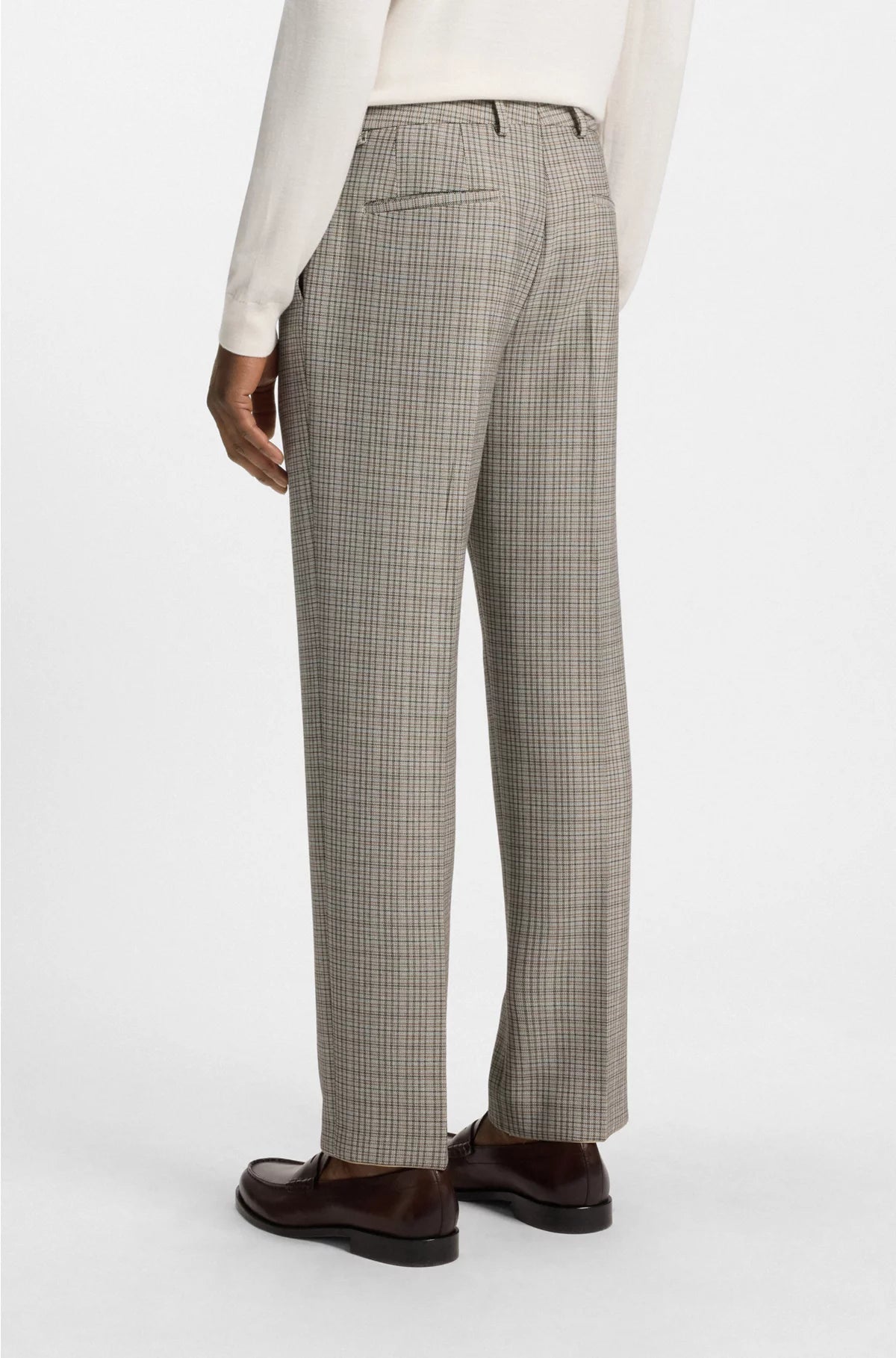 RELAXED-FIT TROUSERS IN CHECKED STRETCH FABRIC