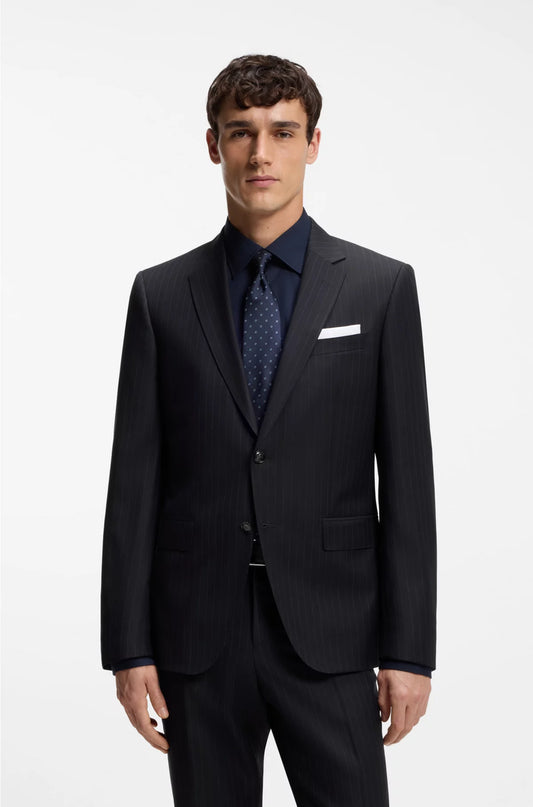SLIM-FIT SUIT IN STRIPED VIRGIN WOOL