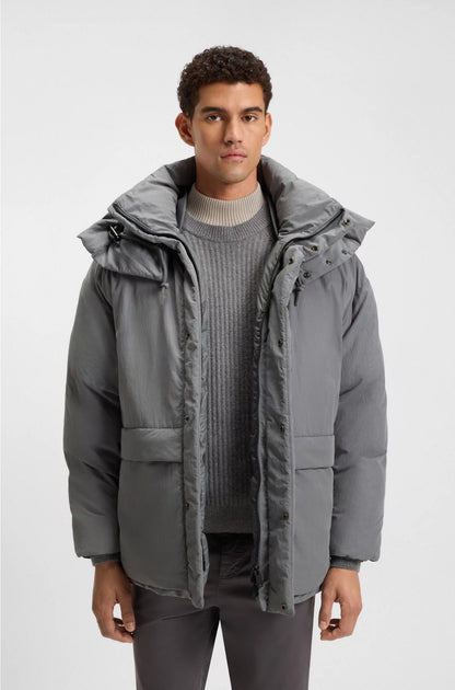 WATER-REPELLENT PUFFER JACKET WITH DETACHABLE HOOD