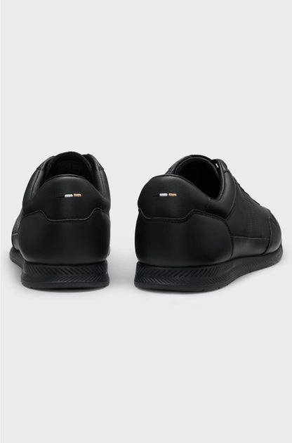 NAPPA-LEATHER TRAINERS WITH GOLD-TONE BRANDING
