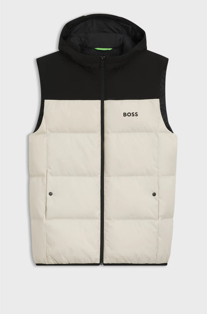 WATER-REPELLENT HOODED GILET WITH DOWN FILLING