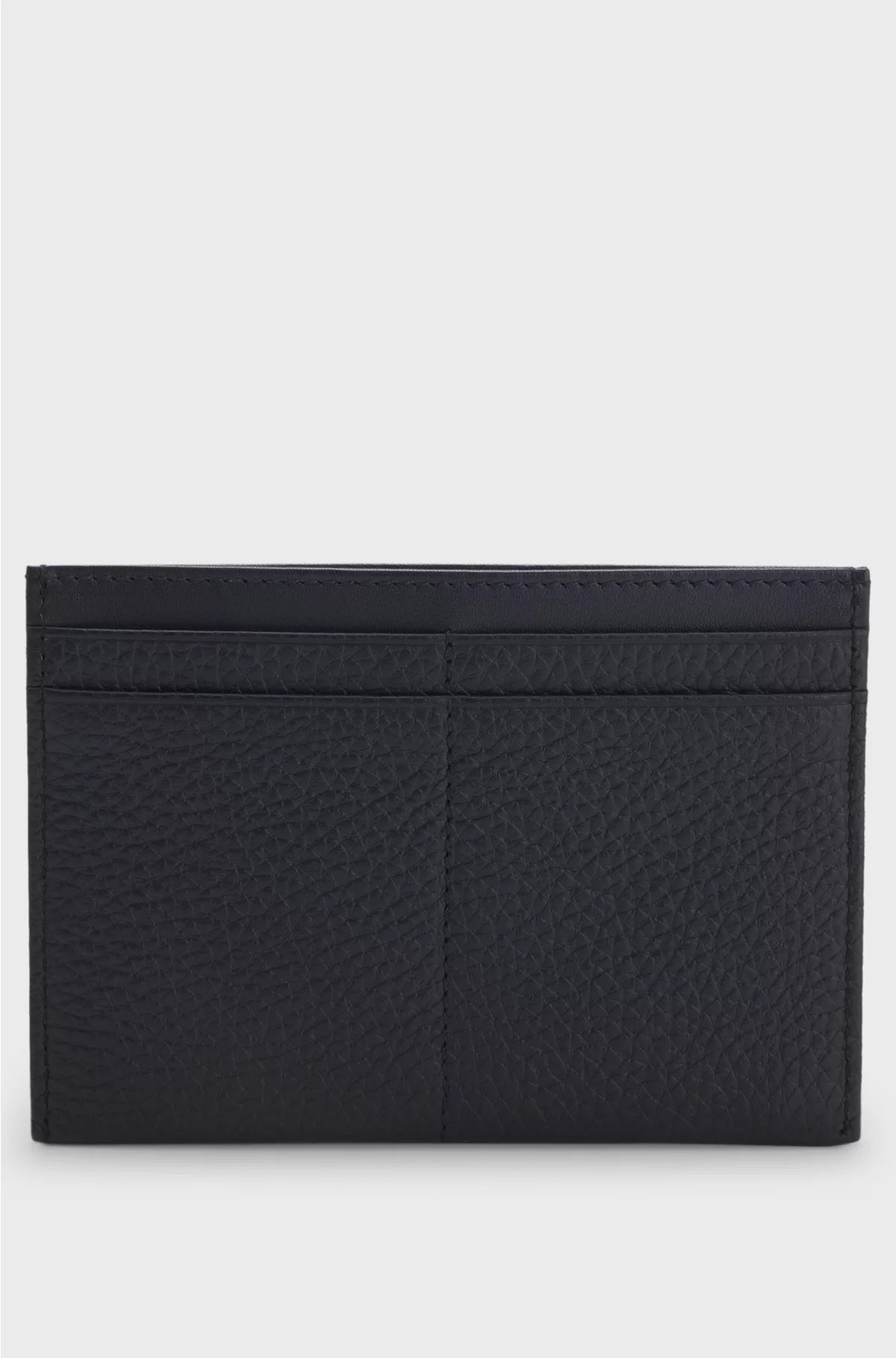 GRAINED-LEATHER CARD HOLDER WITH LOGO LETTERING