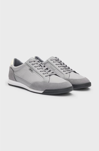 LOW-TOP TRAINERS WITH SUEDE AND FAUX LEATHER