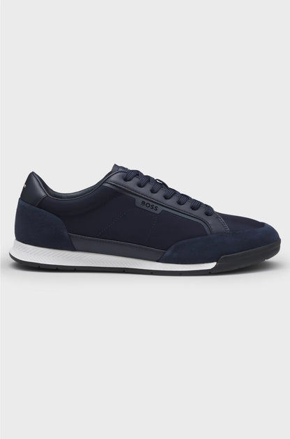 LOW-TOP TRAINERS WITH SUEDE AND FAUX LEATHER