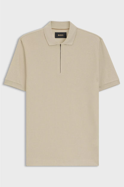 STRUCTURED-COTTON POLO SHIRT WITH ZIP PLACKET