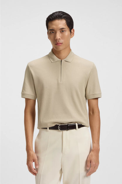 STRUCTURED-COTTON POLO SHIRT WITH ZIP PLACKET