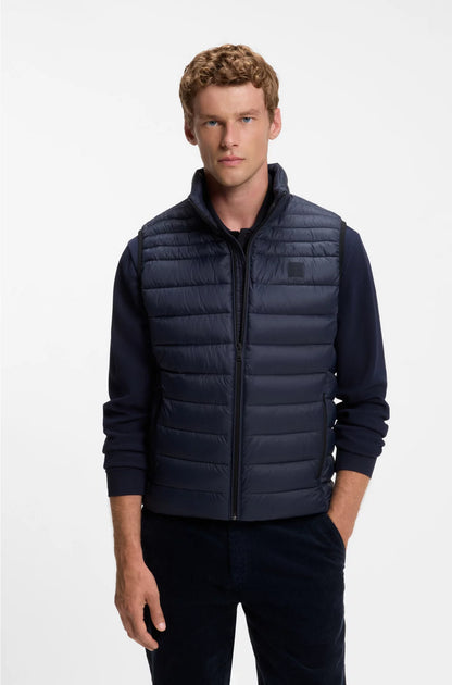PACKABLE SLIM-FIT GILET WITH WATER-REPELLENT MIXED QUILTING