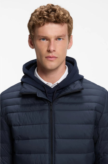 PACKABLE SLIM-FIT JACKET WITH WATER-REPELLENT MIXED QUILTING