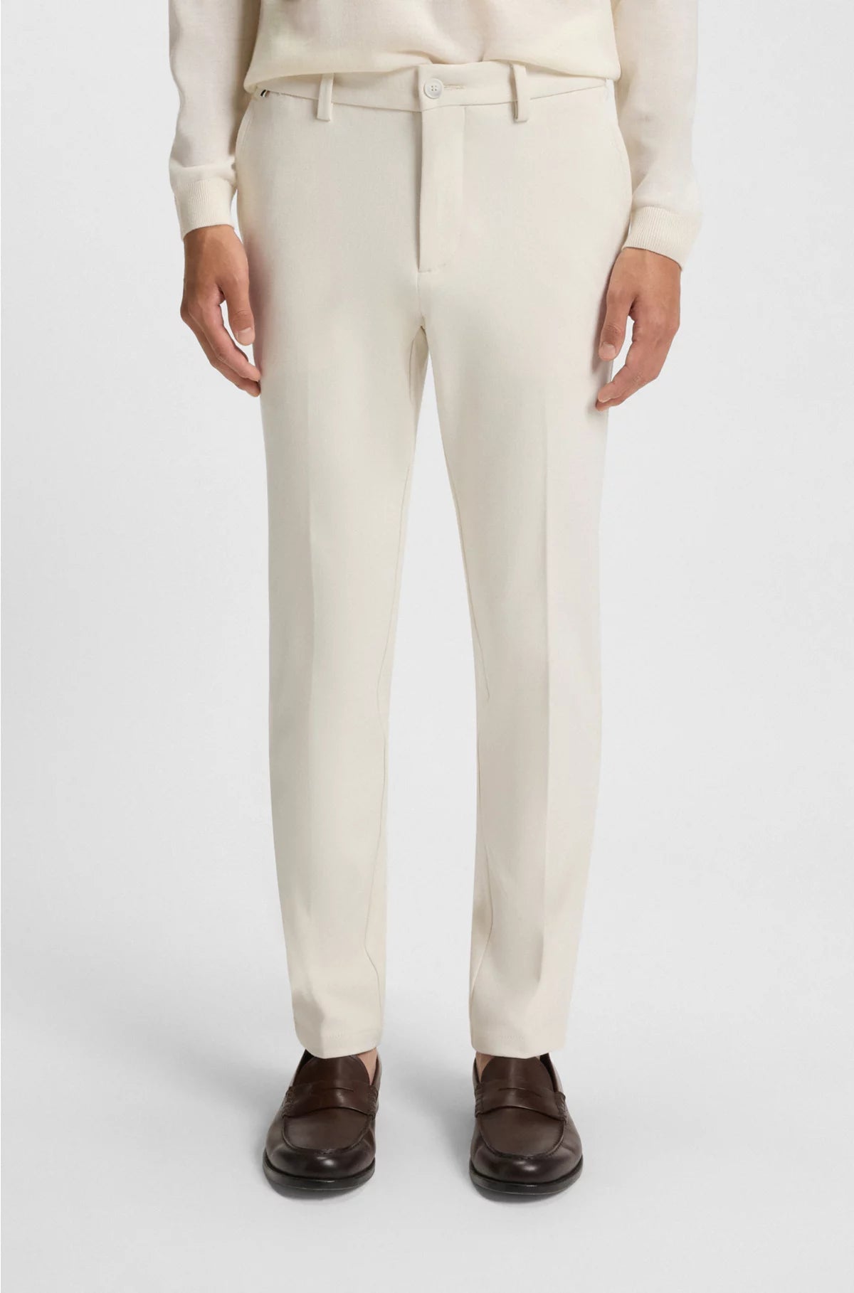 SLIM-FIT TROUSERS IN BRUSHED HERRINGBONE