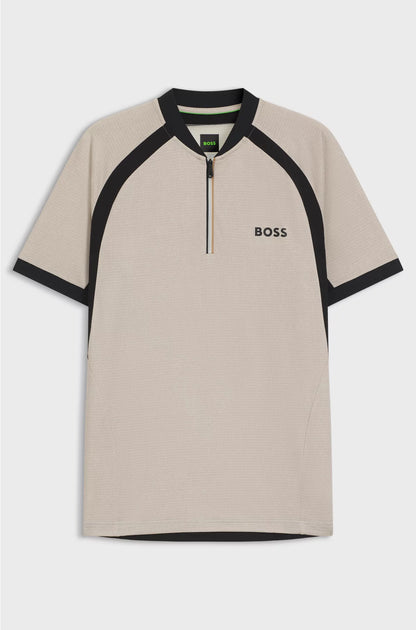 ZIP-NECK SLIM-FIT POLO SHIRT IN MESH JERSEY