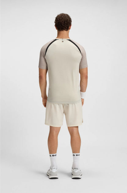 SLIM-FIT T-SHIRT IN MESH JERSEY WITH CONTRAST INSERTS