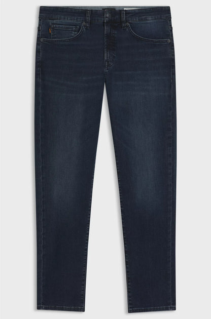 TAPERED-FIT JEANS IN DARK-BLUE SOFT-MOTION DENIM