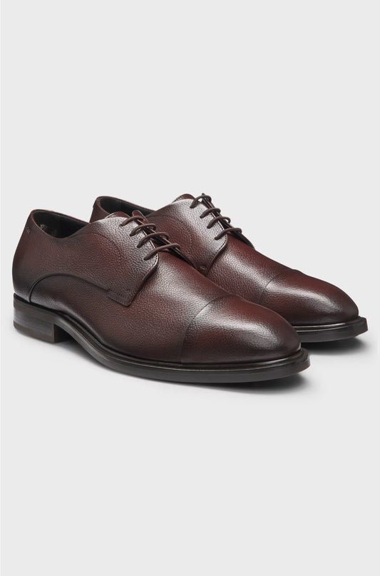 CAP-TOE DERBY SHOES IN GRAINED LEATHER