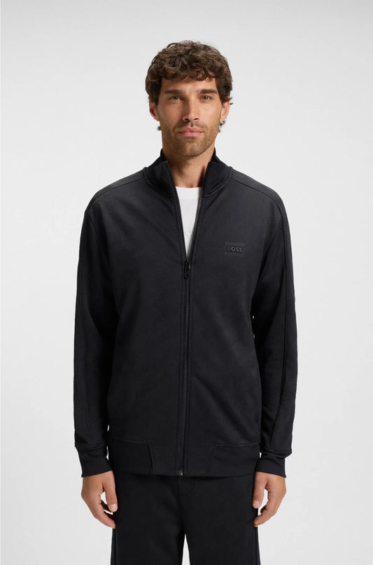 REGULAR-FIT ZIP-UP SWEATSHIRT WITH QUILTED JACQUARD