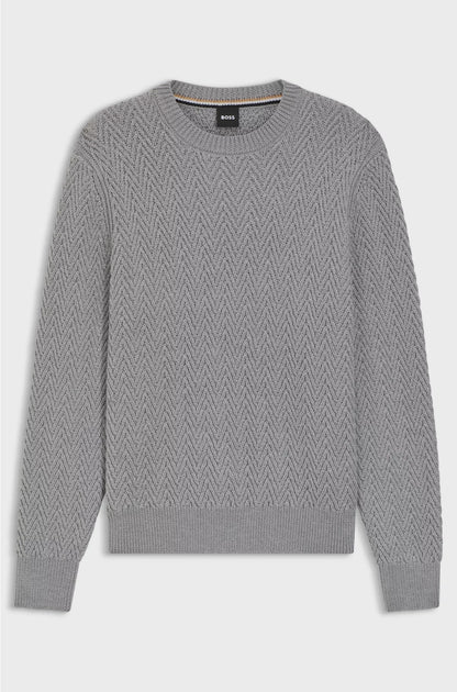 VIRGIN-WOOL SWEATER WITH HERRINGBONE STRUCTURE