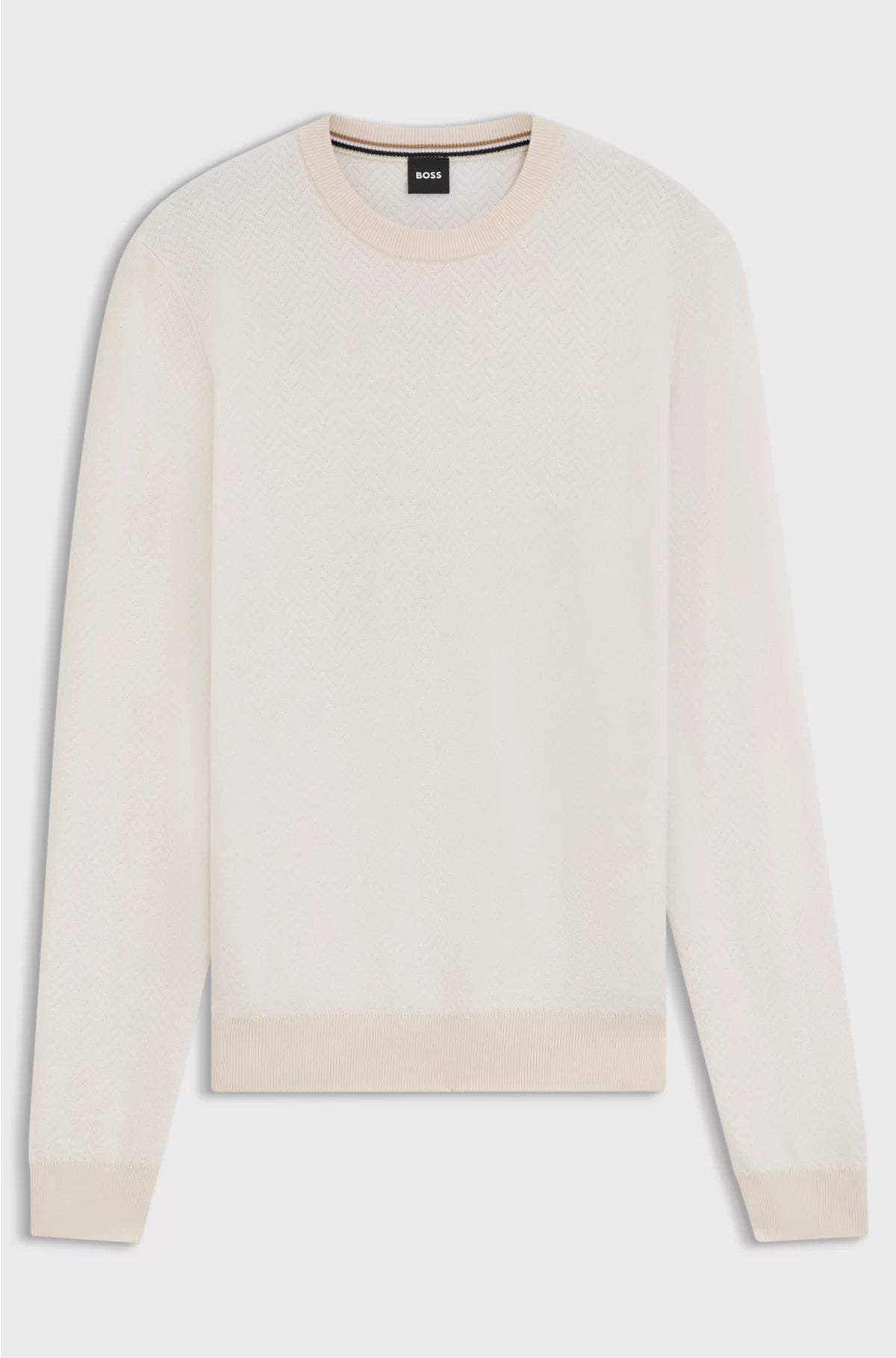 HERRINGBONE-STRUCTURED SWEATER IN VIRGIN WOOL AND COTTON
